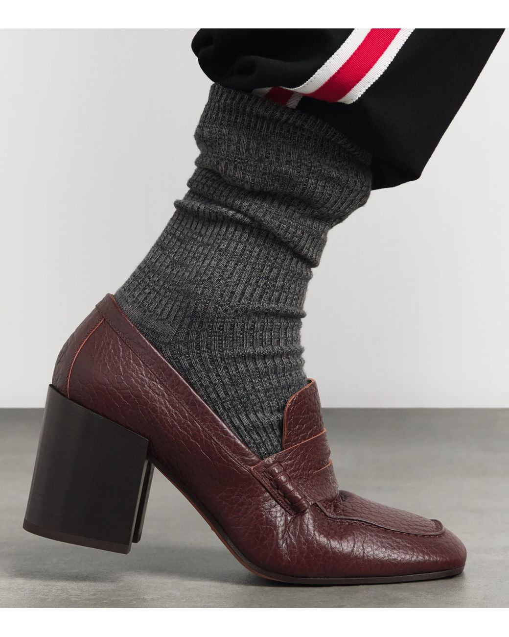 Dries Van Noten Purple Leather Heeled Loafers 70