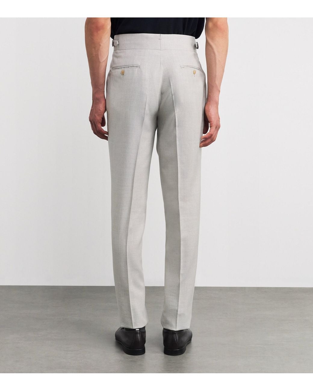 Isaia Gray Wool-Silk-Linen Trousers for men
