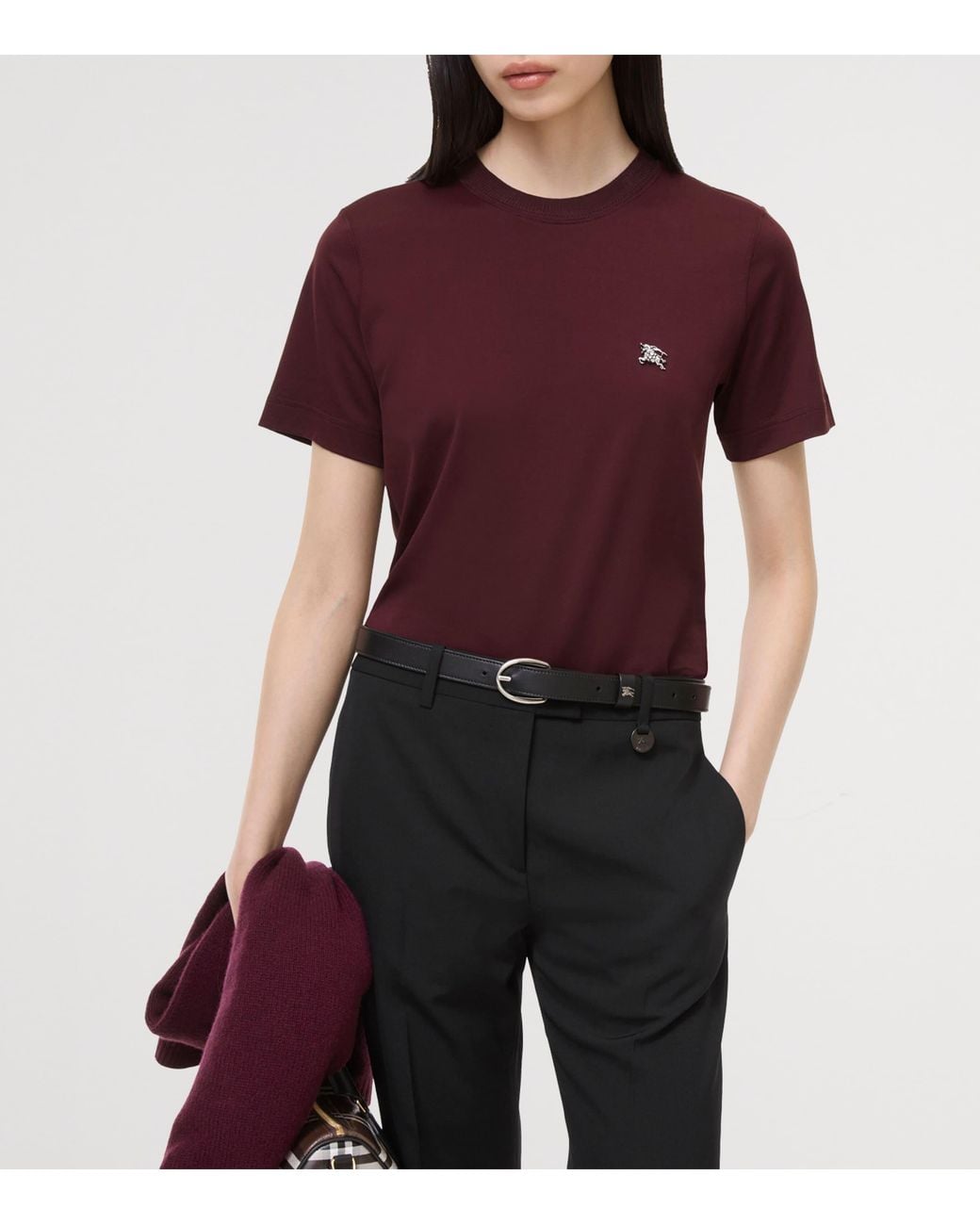 Burberry Purple Cotton Embellished Ekd T-Shirt