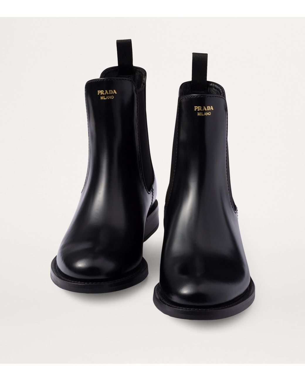 Prada Black Brushed Leather Ankle Boots