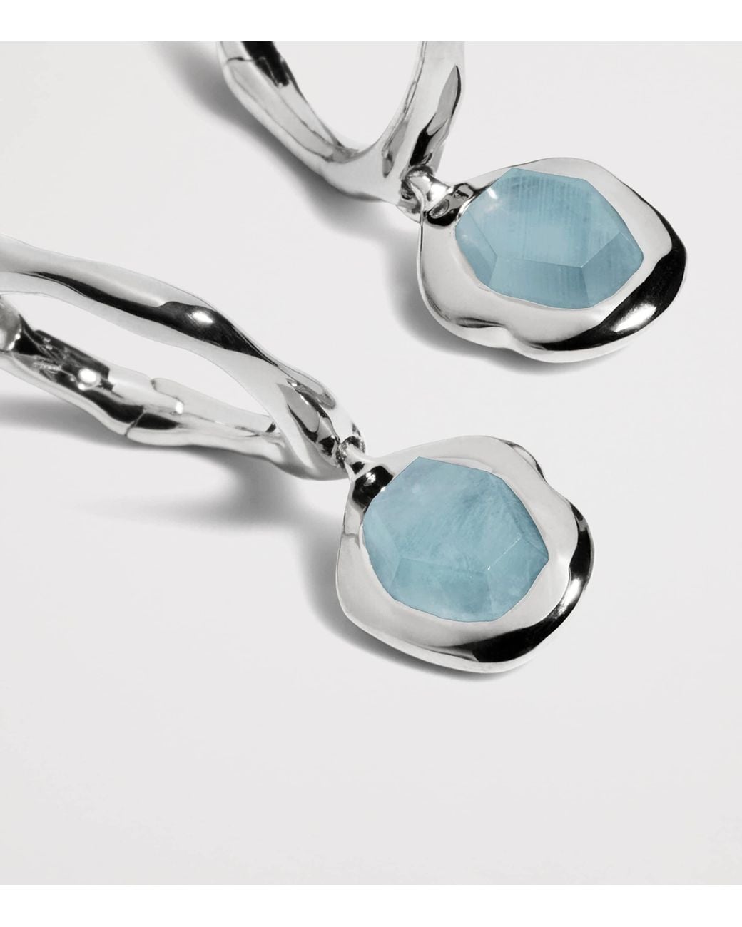 Monica Vinader Blue Sterling And Aquamarine Odyssey Huggie Earrings