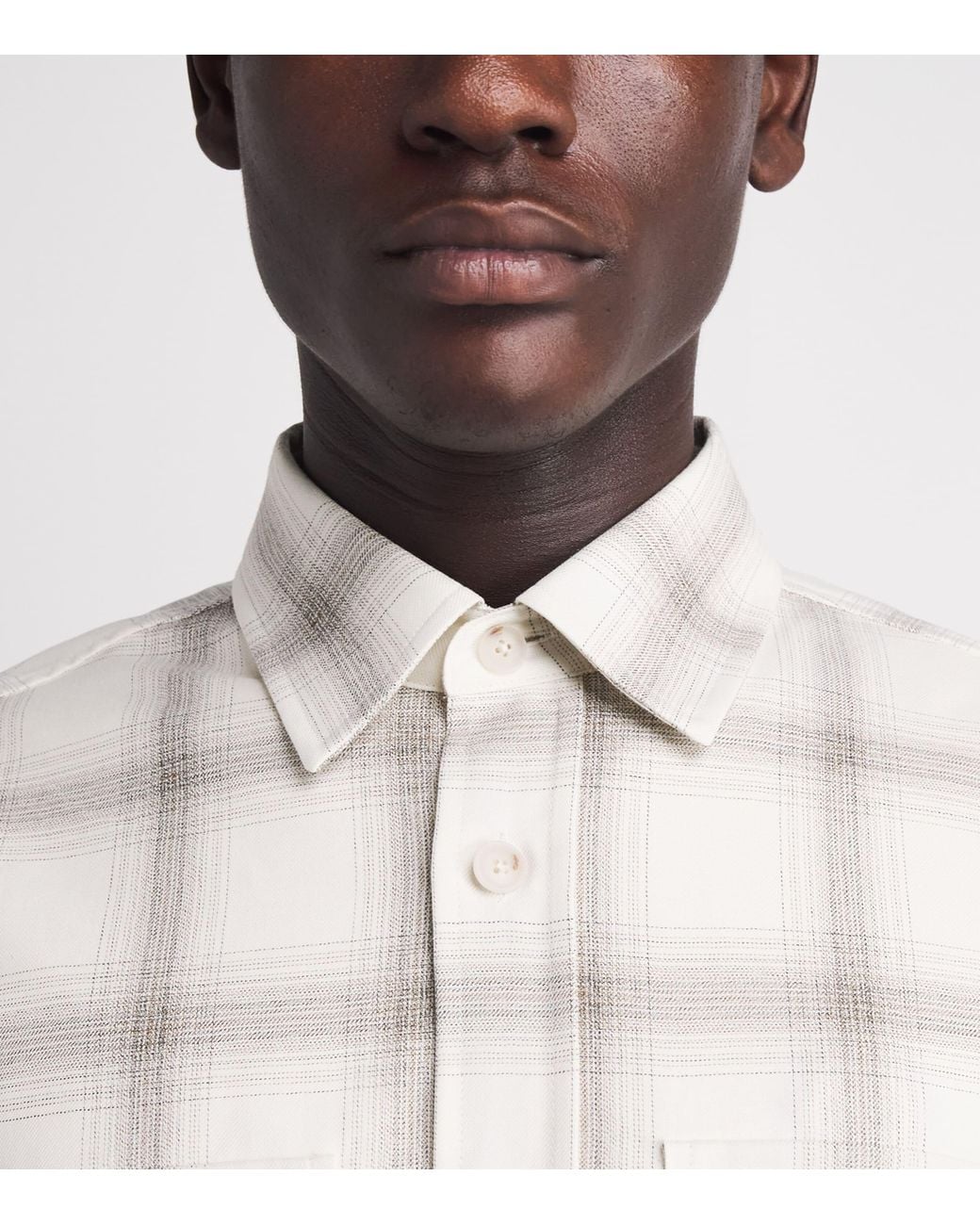 Boss White Virgin Wool-Cotton Check Shirt for men