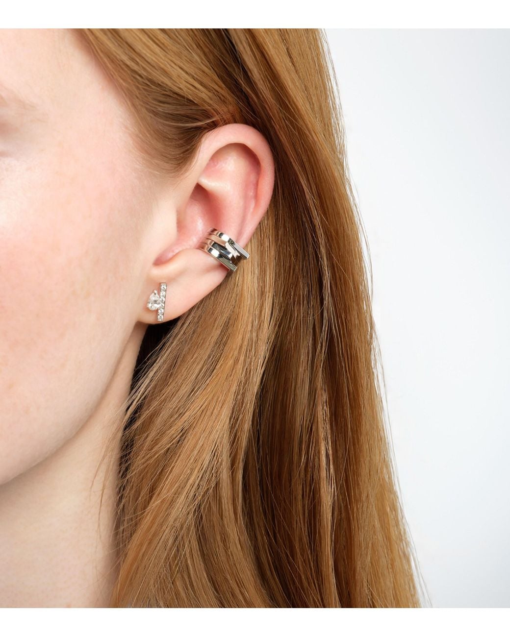 Repossi White And Diamond Serti Sur Vide Single Stud Earring