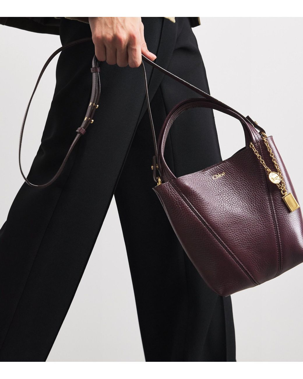 Chloé Purple Small Leather Spin Tote Bag