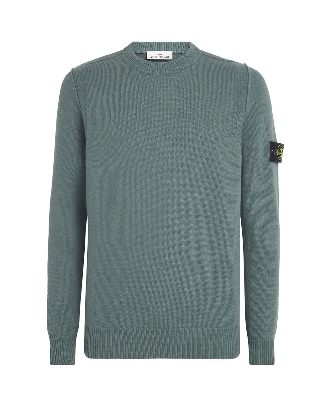 Stone Island Green Virgin Wool-Blend Compass Sweater for men