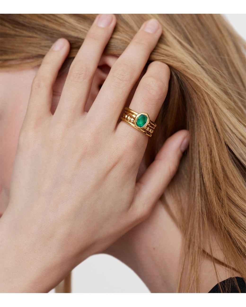 Monica Vinader Metallic Vermeil And Onyx Odyssey Ring