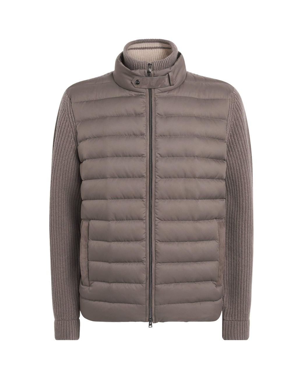 Herno Brown Wool Quilted Hybrid Jacket for men