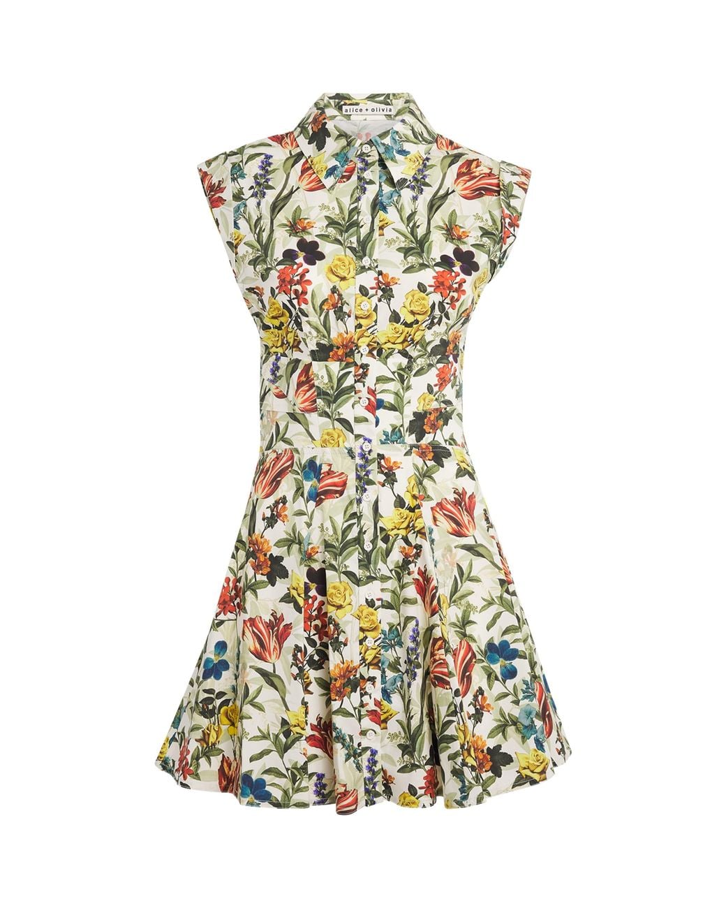 Alice + Olivia Green Floral Kim Mini Dress