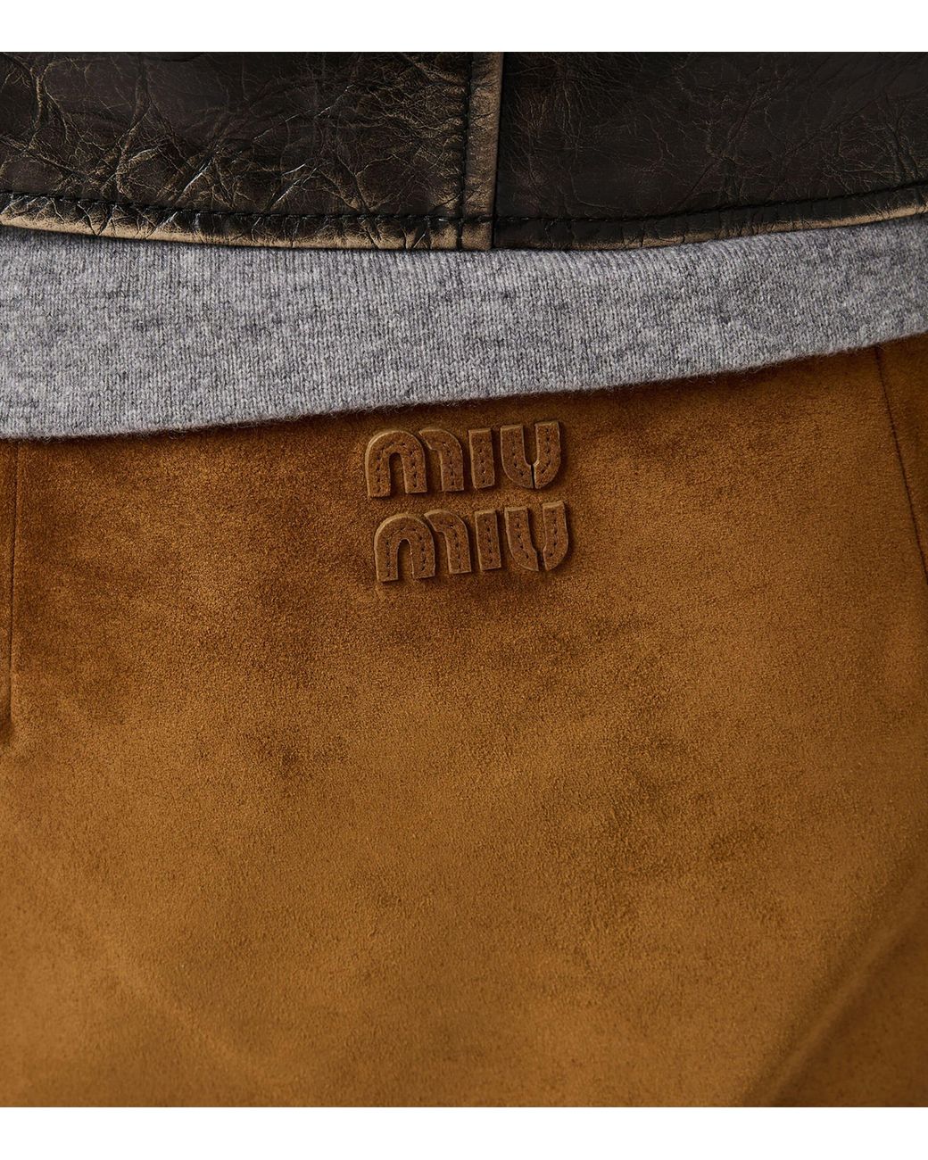 Miu Miu Brown Waxed Suede Mini Skirt