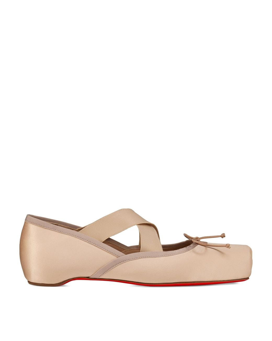Christian Louboutin Natural Cassiasticina Satin Ballet Flats