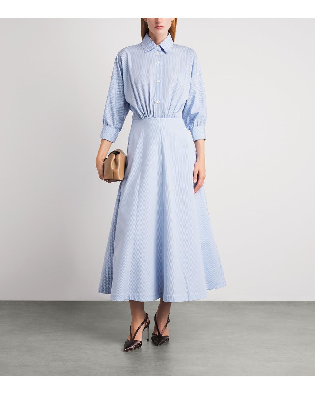 Altuzarra Blue Cotton Stripe Eleanor Maxi Shirt Dress