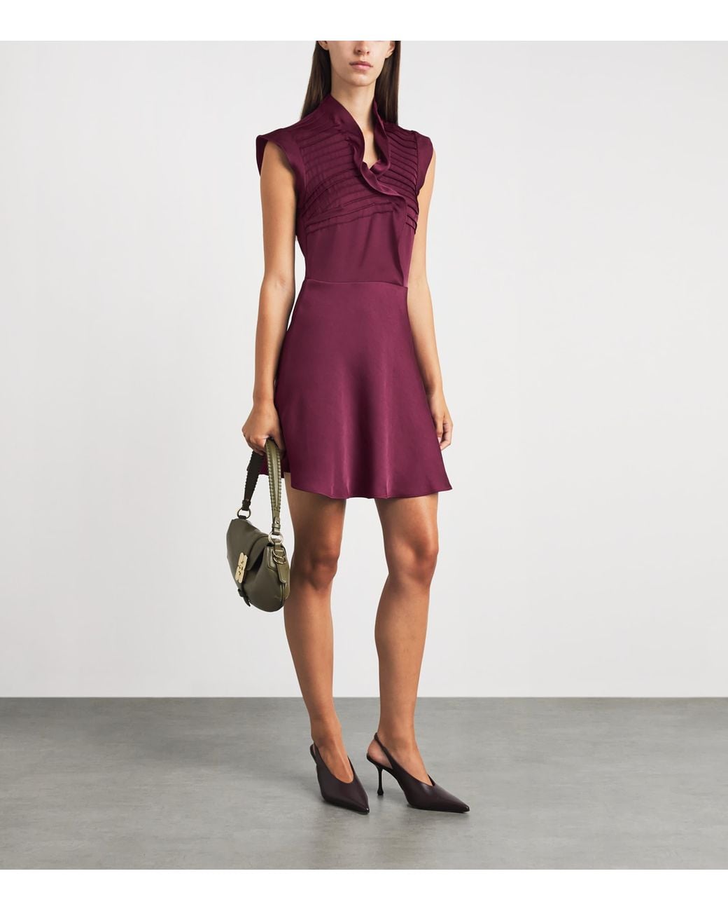 Claudie Pierlot Purple Satin Ruffled Mini Dress