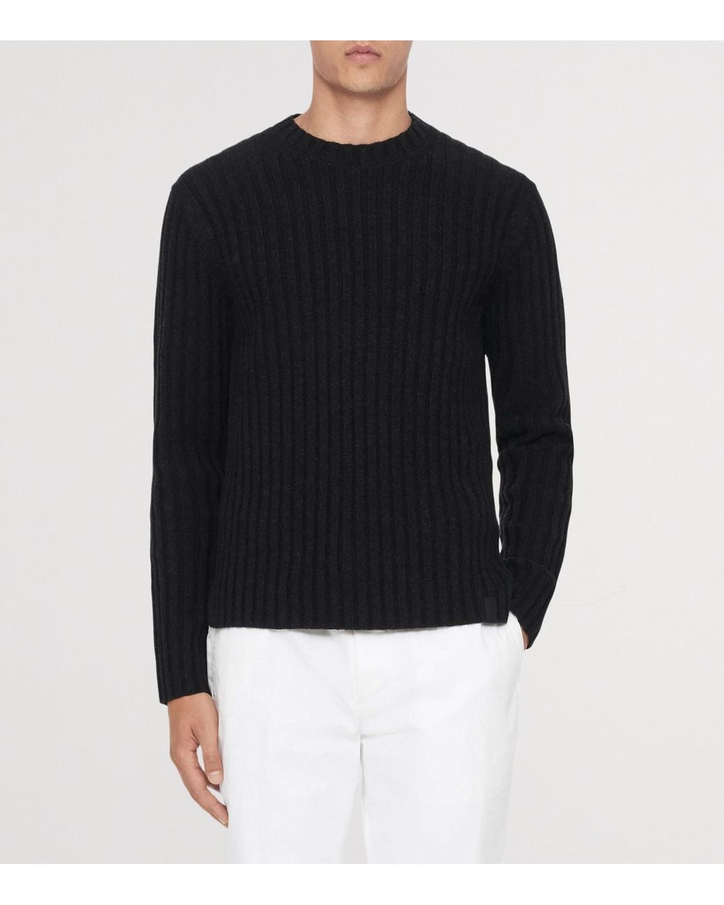 AllSaints Black Merino-Blend Liev Sweater for men