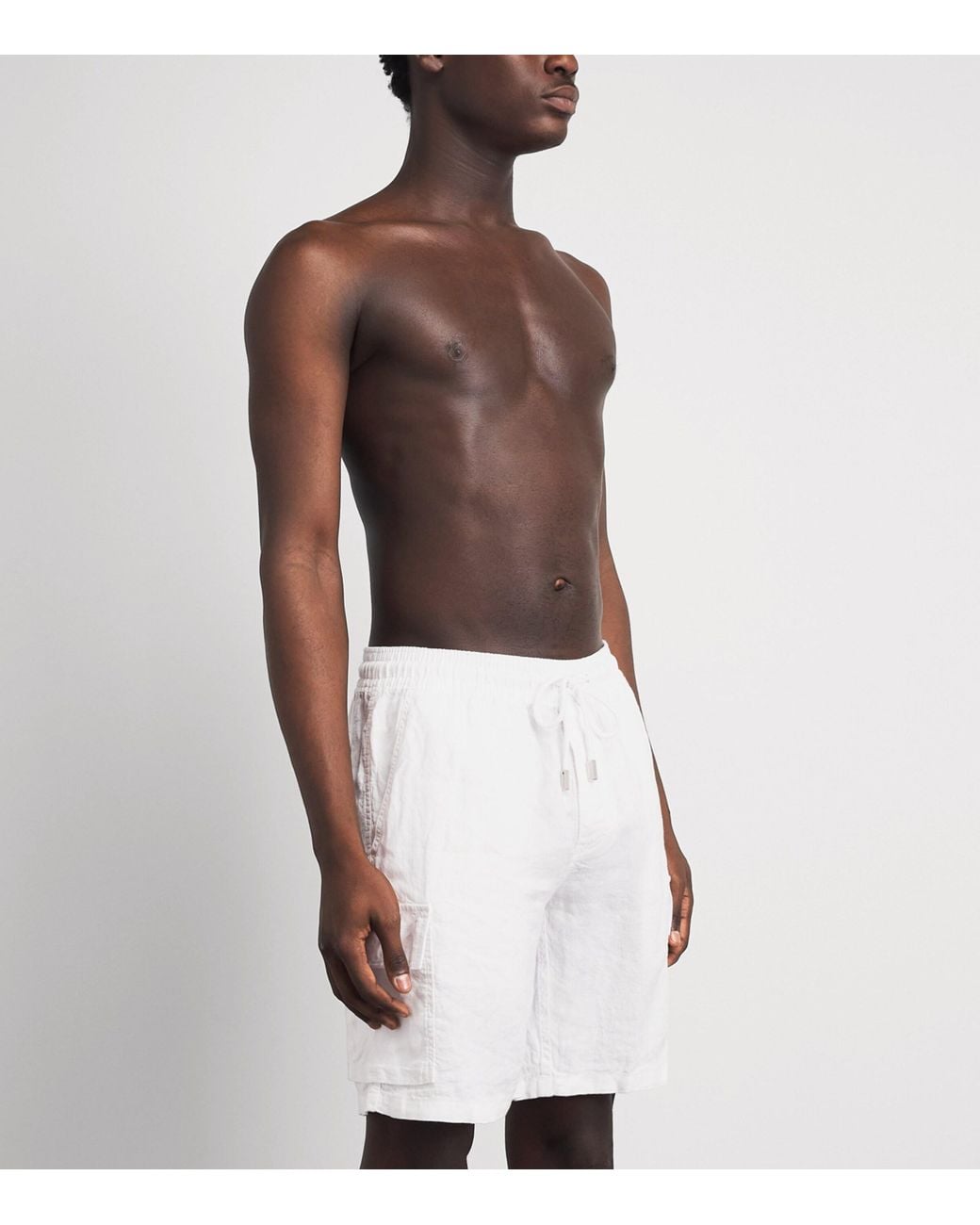 Vilebrequin White Linen Baie Cargo Shorts for men
