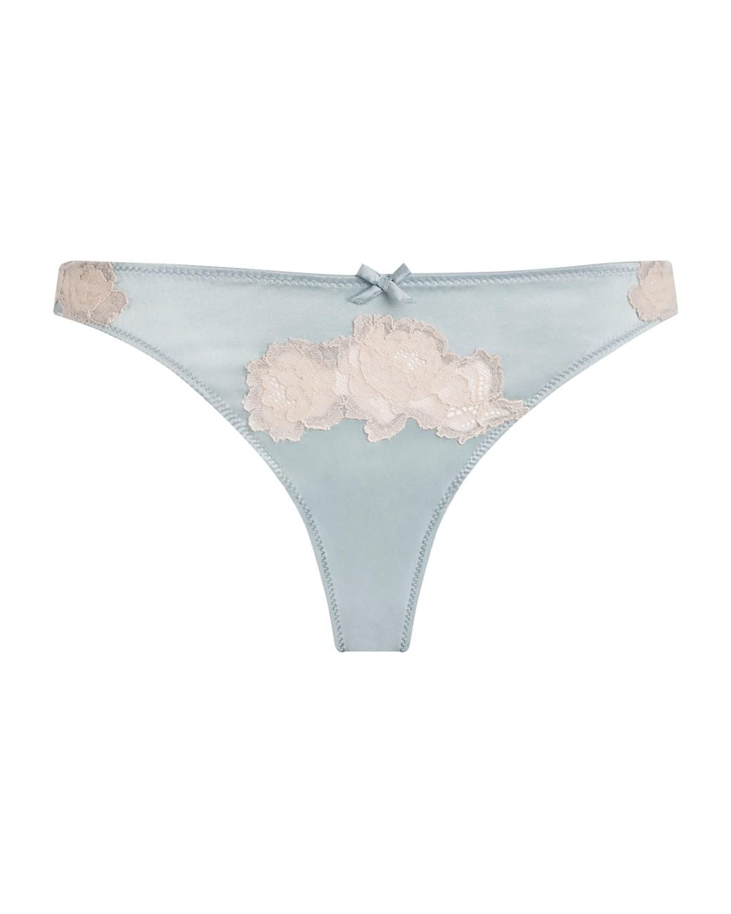 Fleur du Mal Gray Silk Lace-Detail Juliet Thong