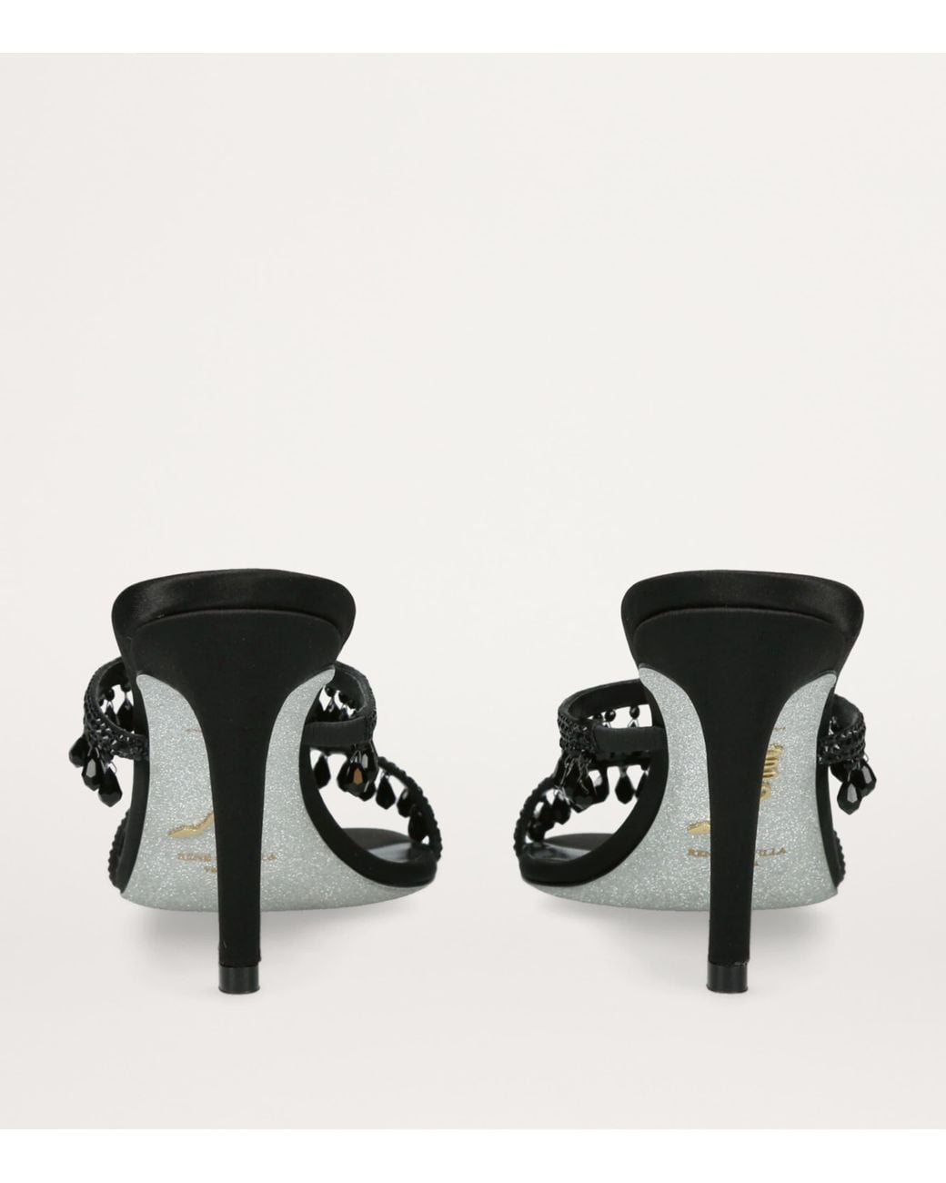Rene Caovilla Black Embellished Chandelier Heeled Mules 80
