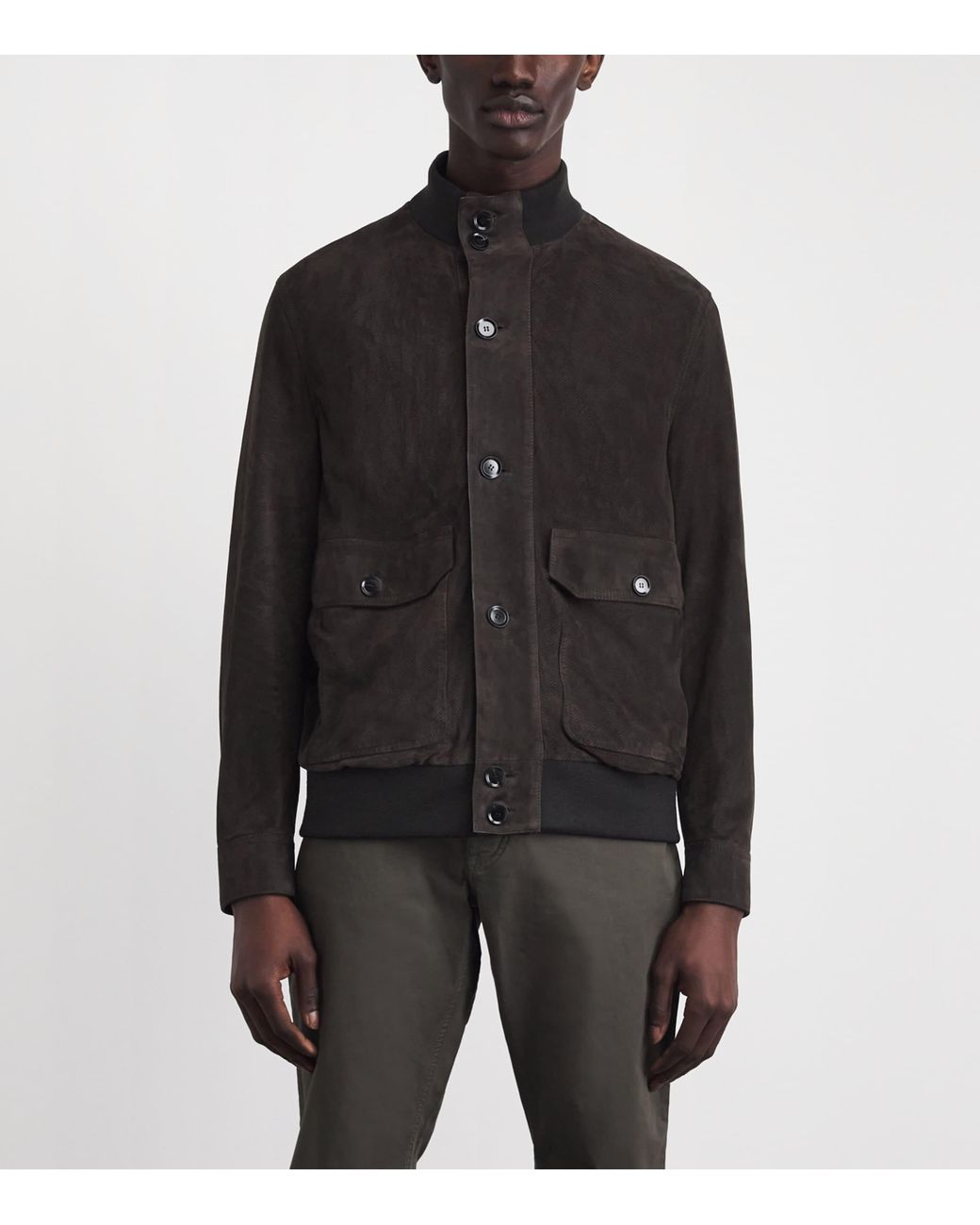 Brioni Black Suede 75 Bomber Jacket for men