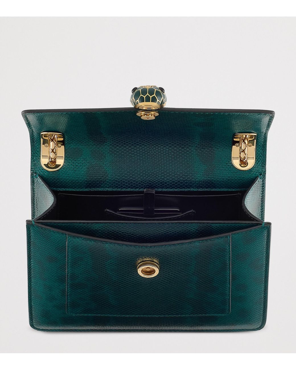 BVLGARI Green Karung Leather Serpenti Forever Cross-Body Bag