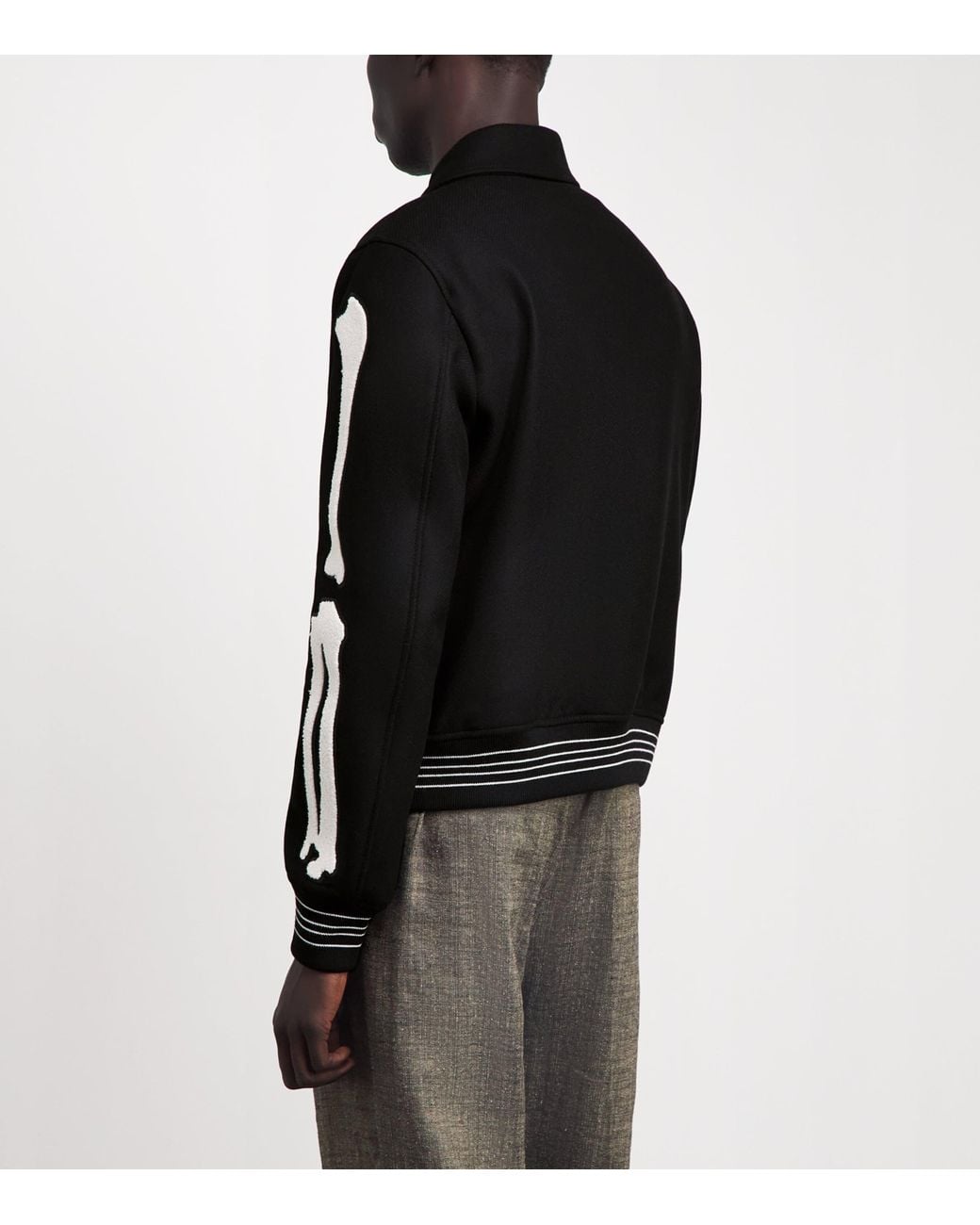Amiri Black Wool Bones Varsity Jacket for men