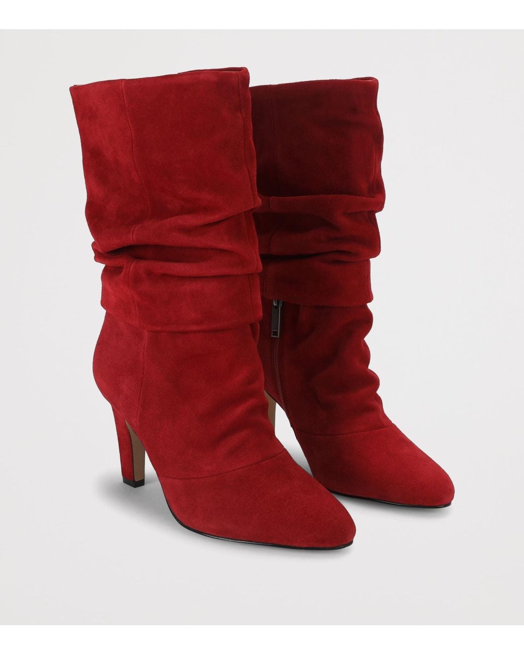 Kurt Geiger Red Suede Barb Slouch Boots