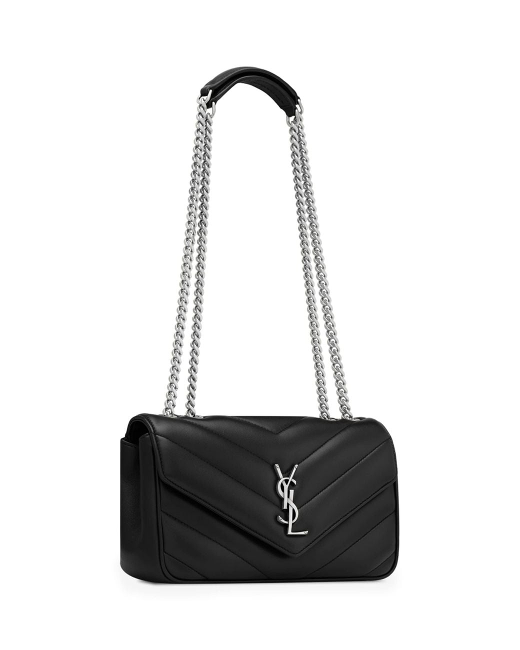 Saint Laurent Black Small Matelassé Loulou Shoulder Bag