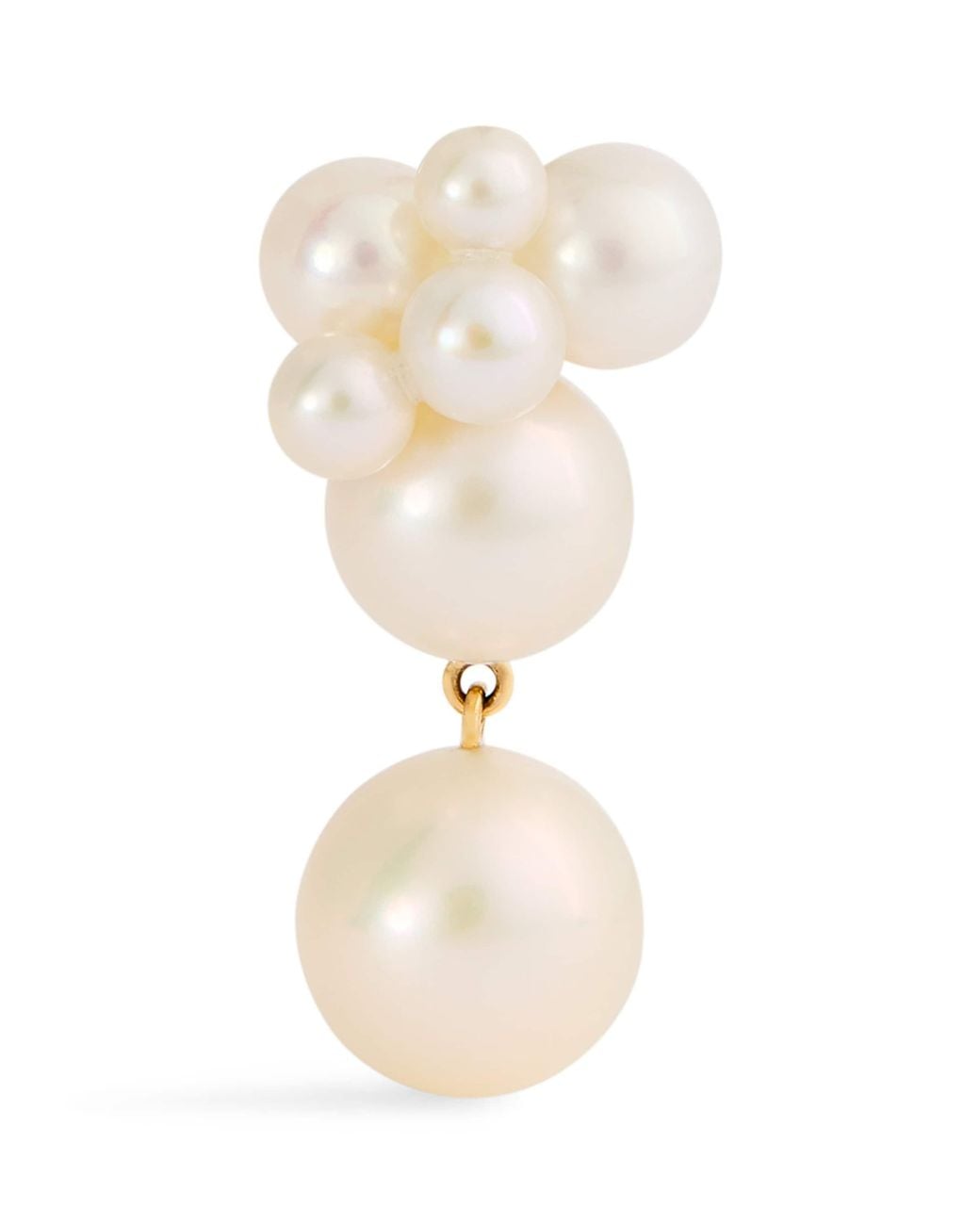 Sophie Bille Brahe White And Pearl Bisou Perle Single Earring