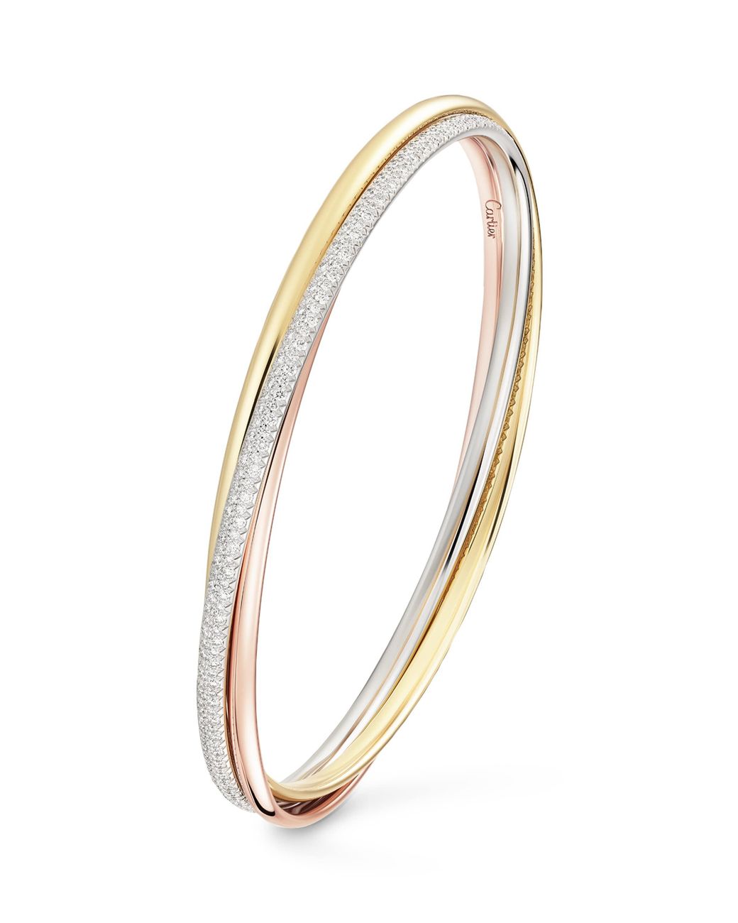 Cartier Metallic Small, Rose, And Diamond Trinity Bracelet