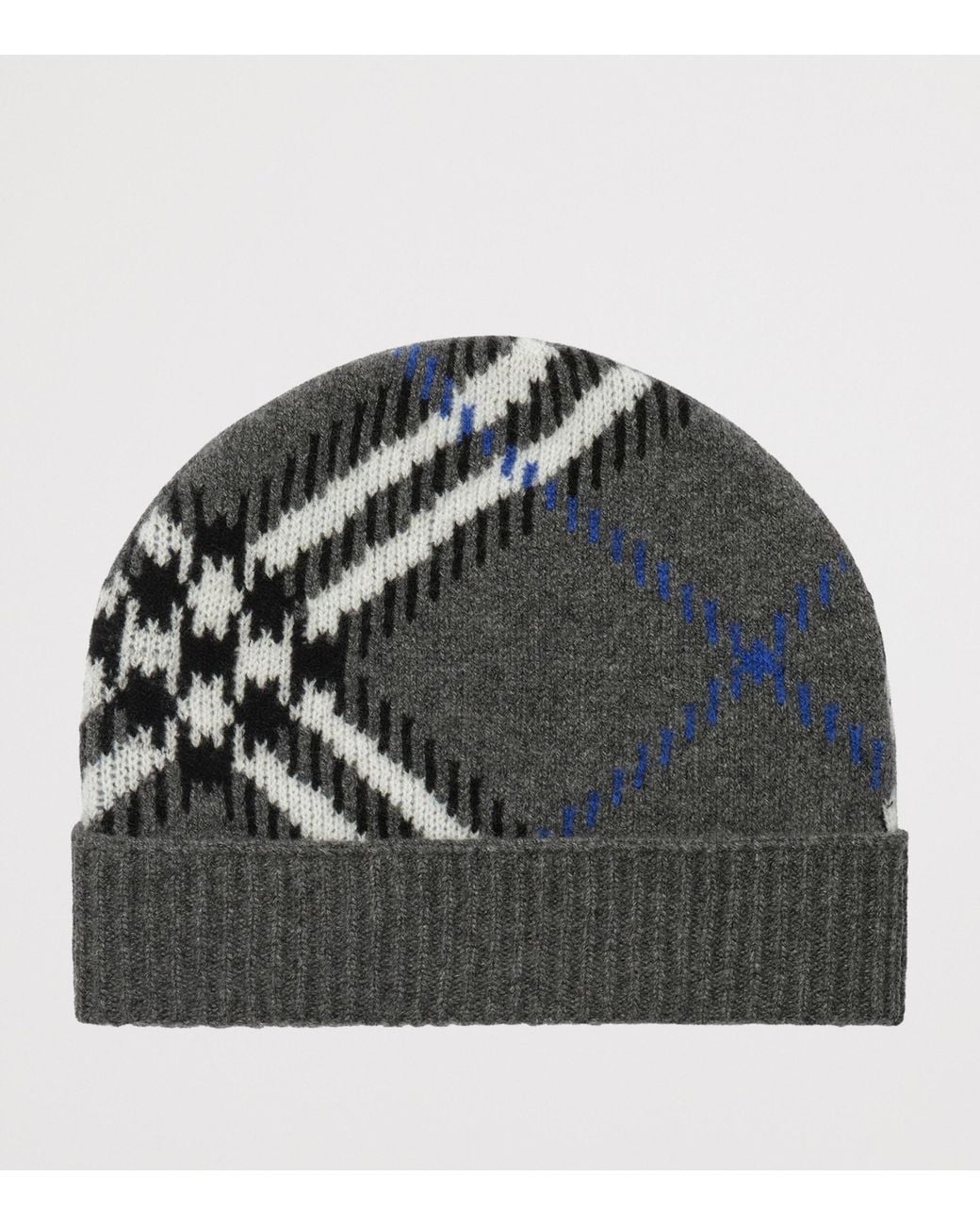 Burberry Black Cashmere-Blend Check Beanie for men