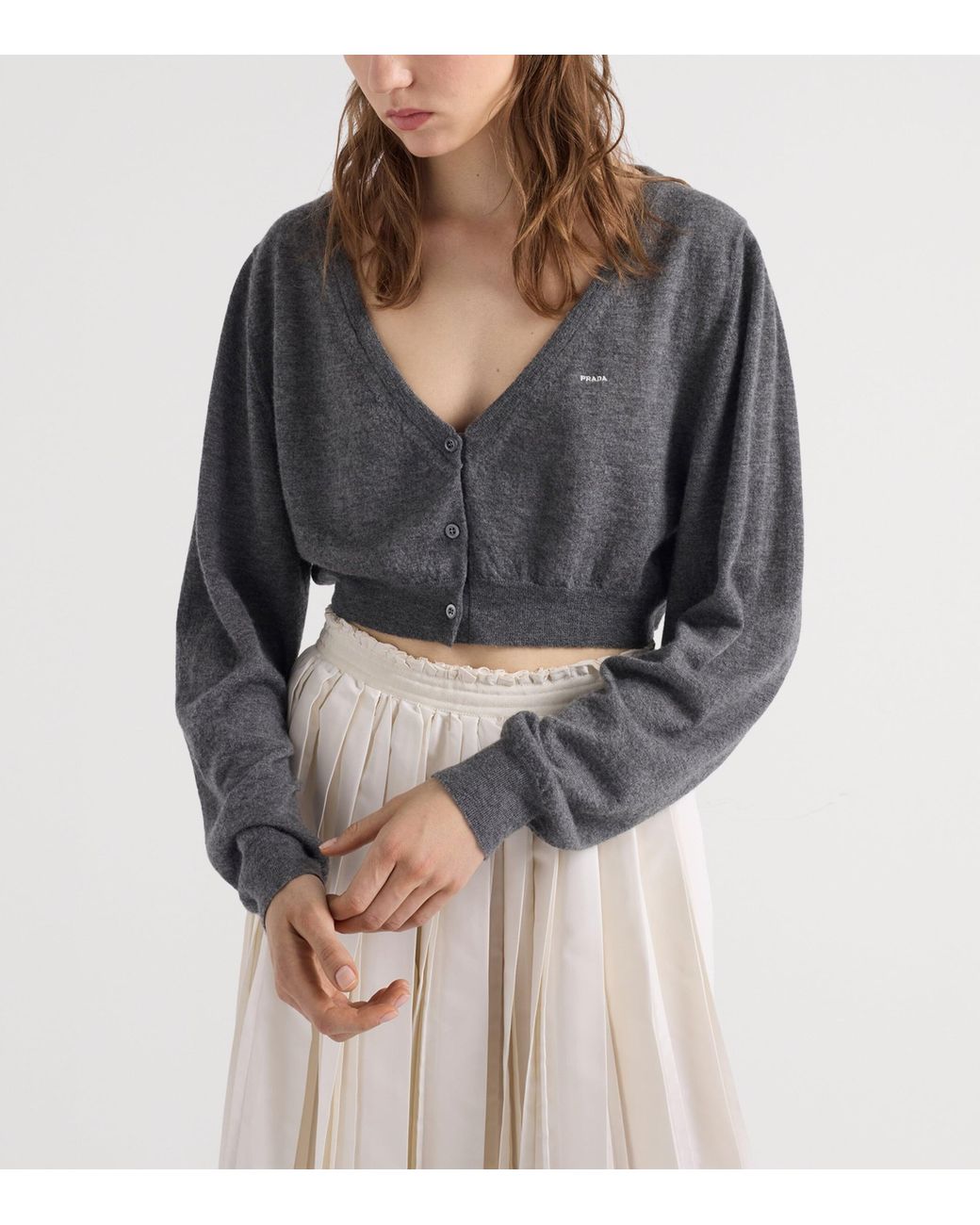Prada Gray Cashmere Cropped Cardigan