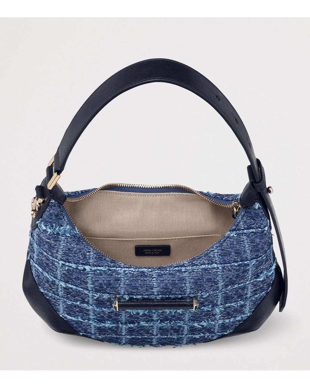 Jimmy Choo Blue Leather-Denim Bar Shoulder Bag