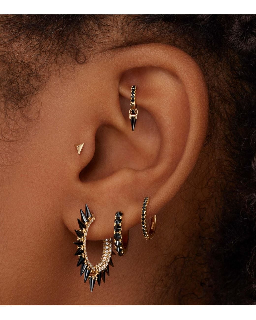 Maria Tash Metallic Diamond Eternity Single Hoop Earrings