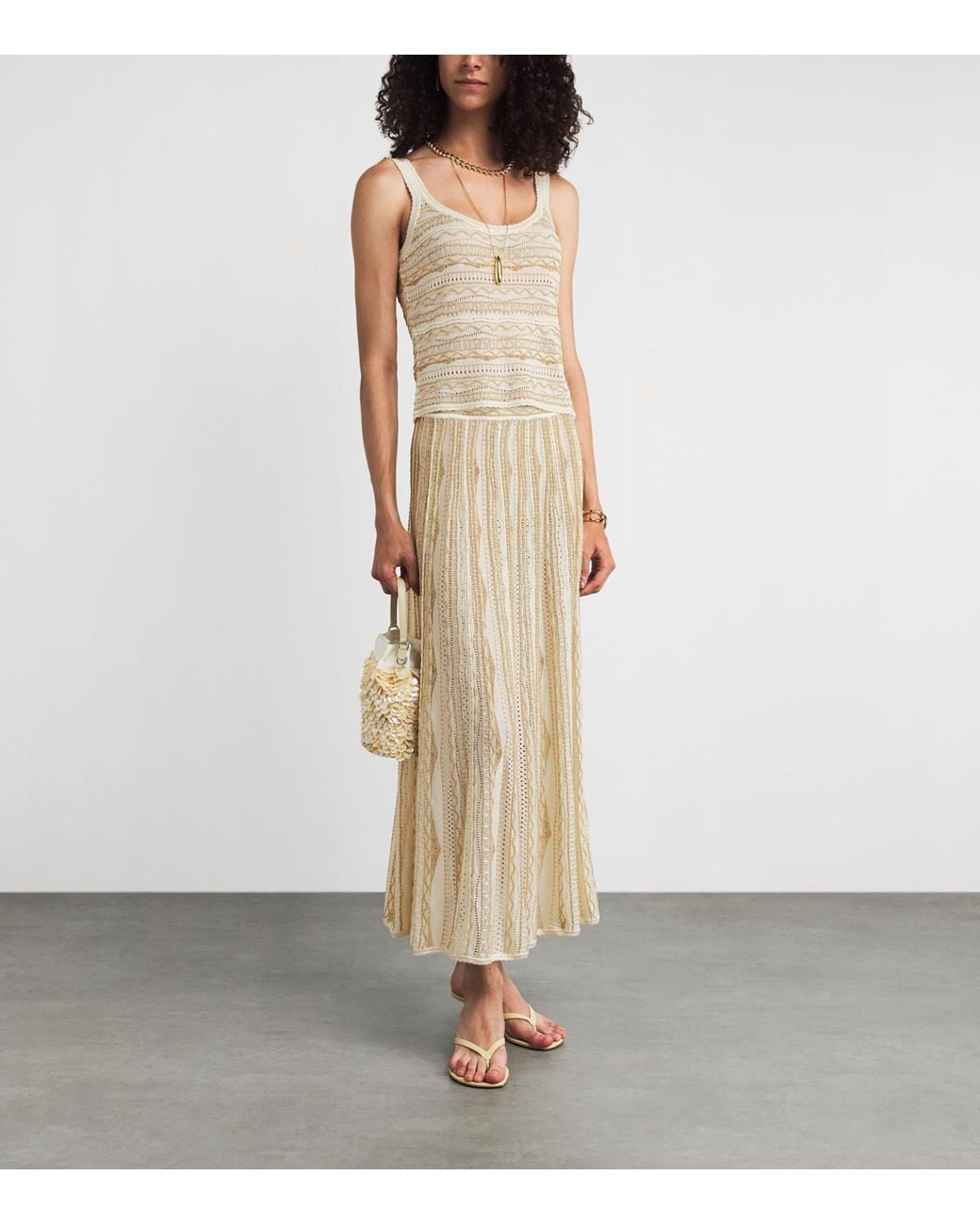 Ulla Johnson Natural Knitted Clio Midi Skirt