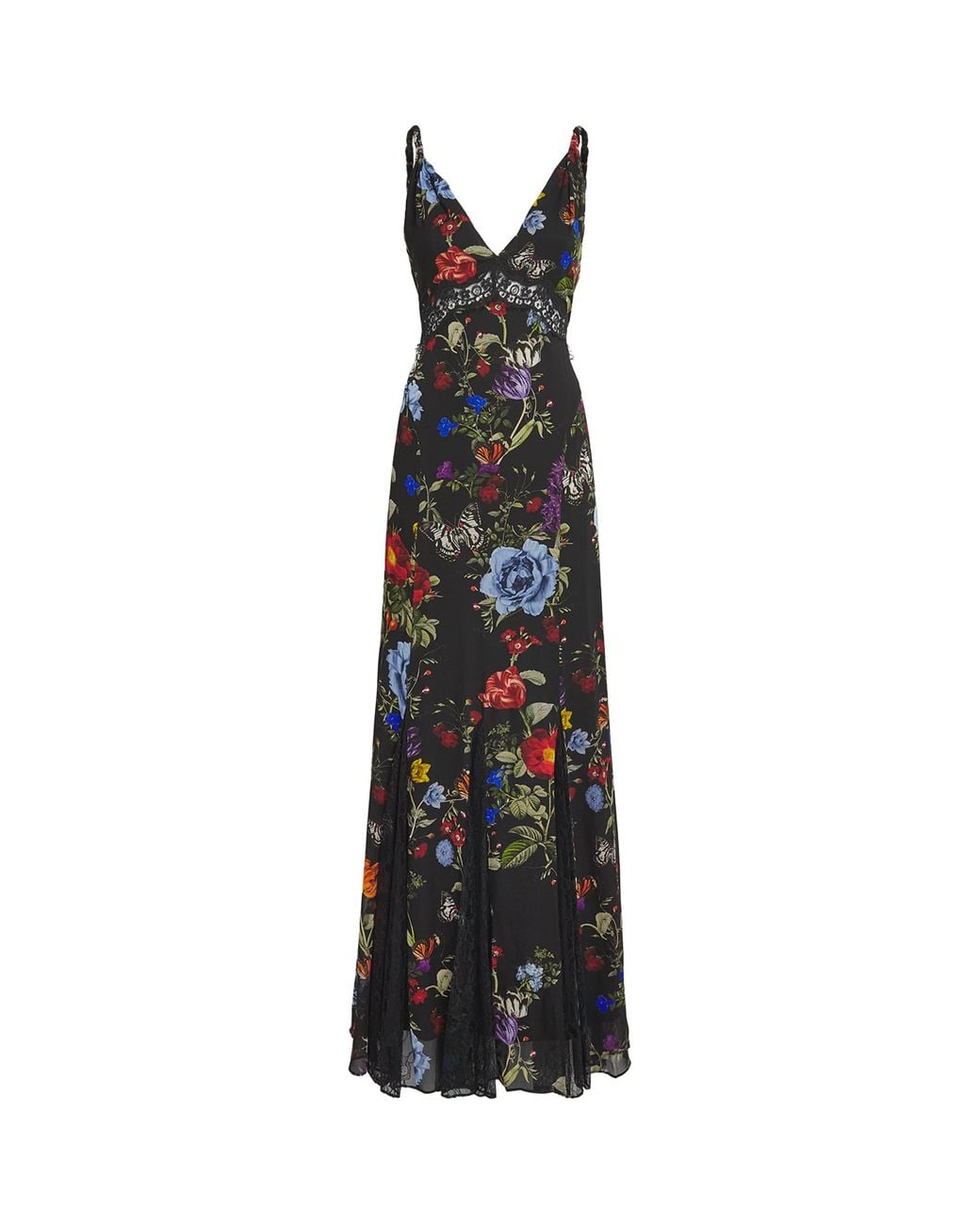 Alice + Olivia Black Floral Print Nisa Maxi Dress