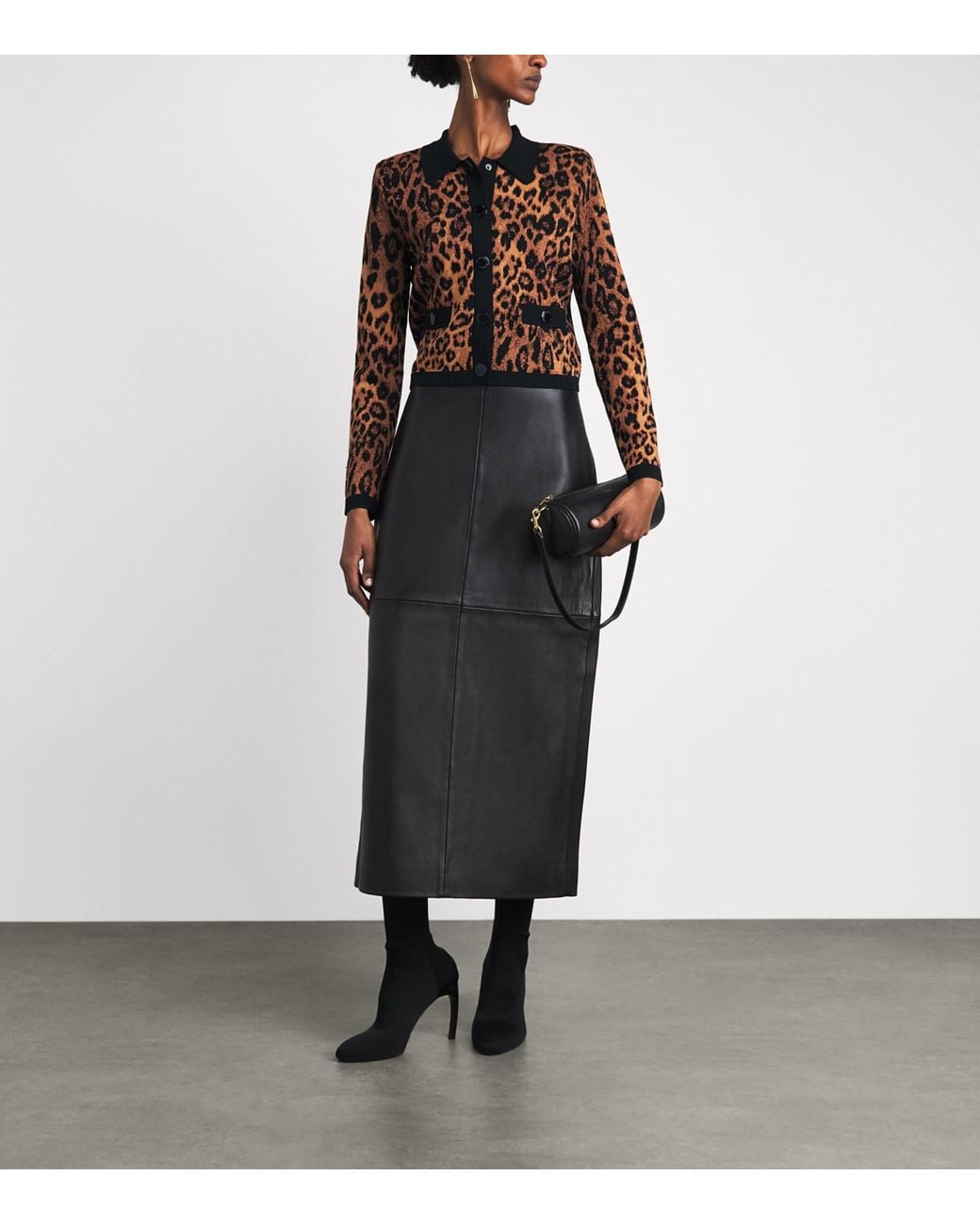 L'Agence Black Leopard Print Osiris Cardigan