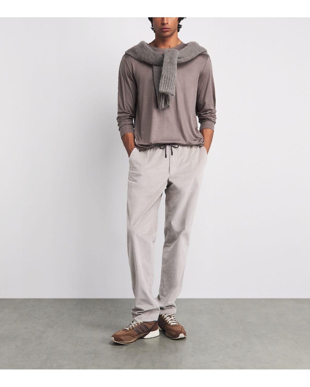 Sease Brown Virgin Wool Long-Sleeve T-Shirt for men