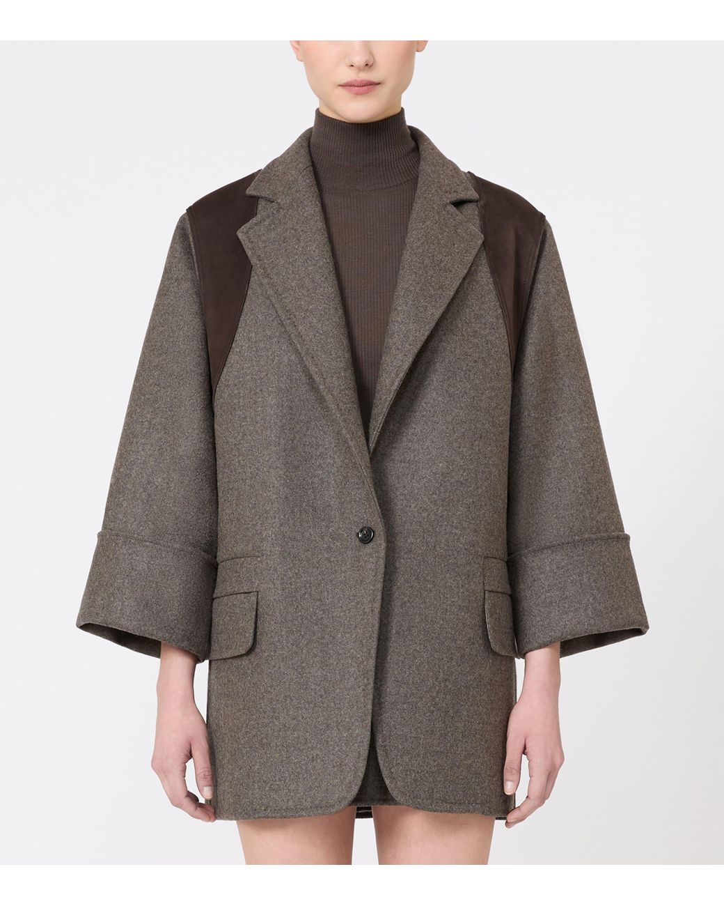 Max Mara Brown Virgin Wool Panel Jacket