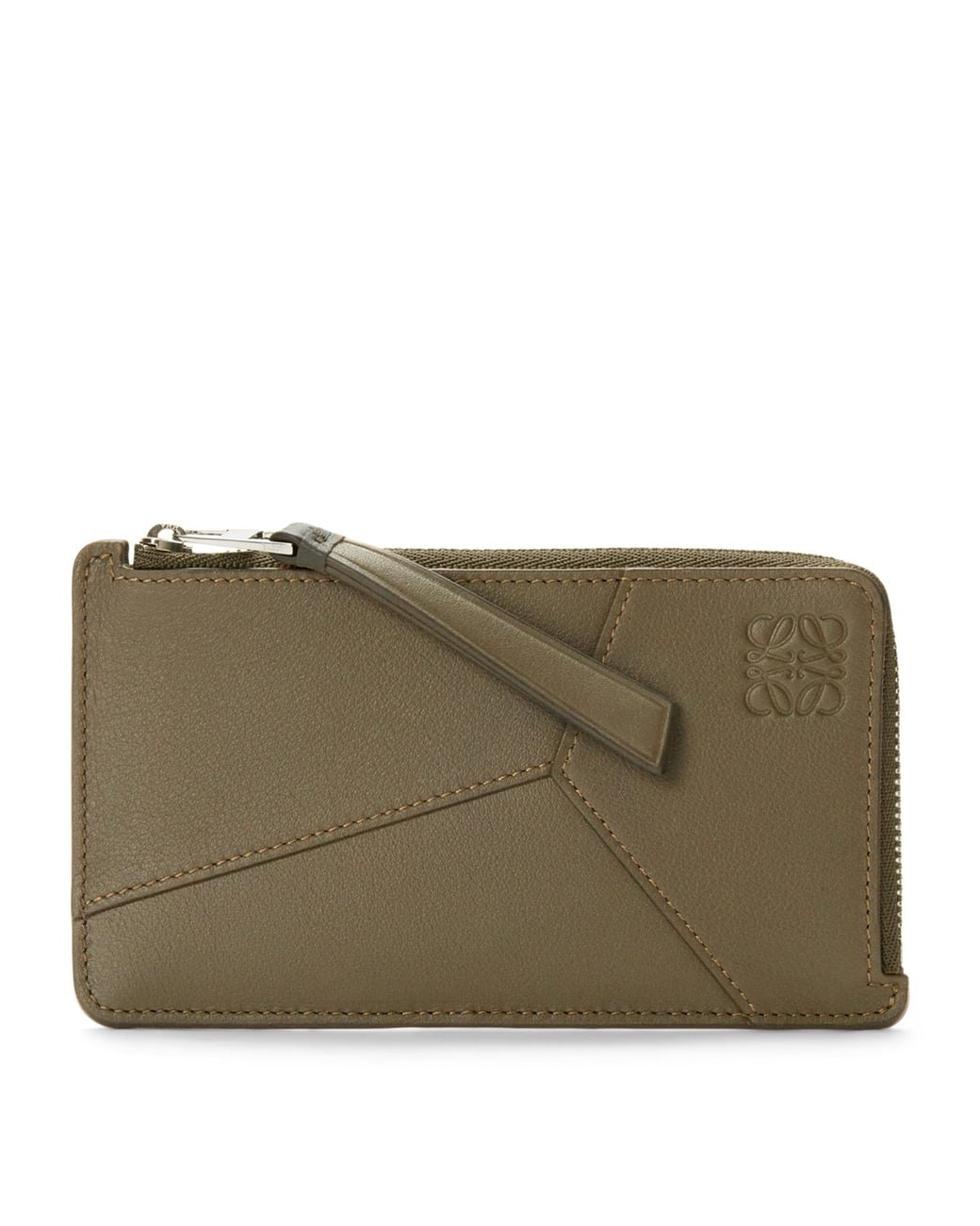 Loewe Green Leather Puzzle Edge Coin Card Holder for men