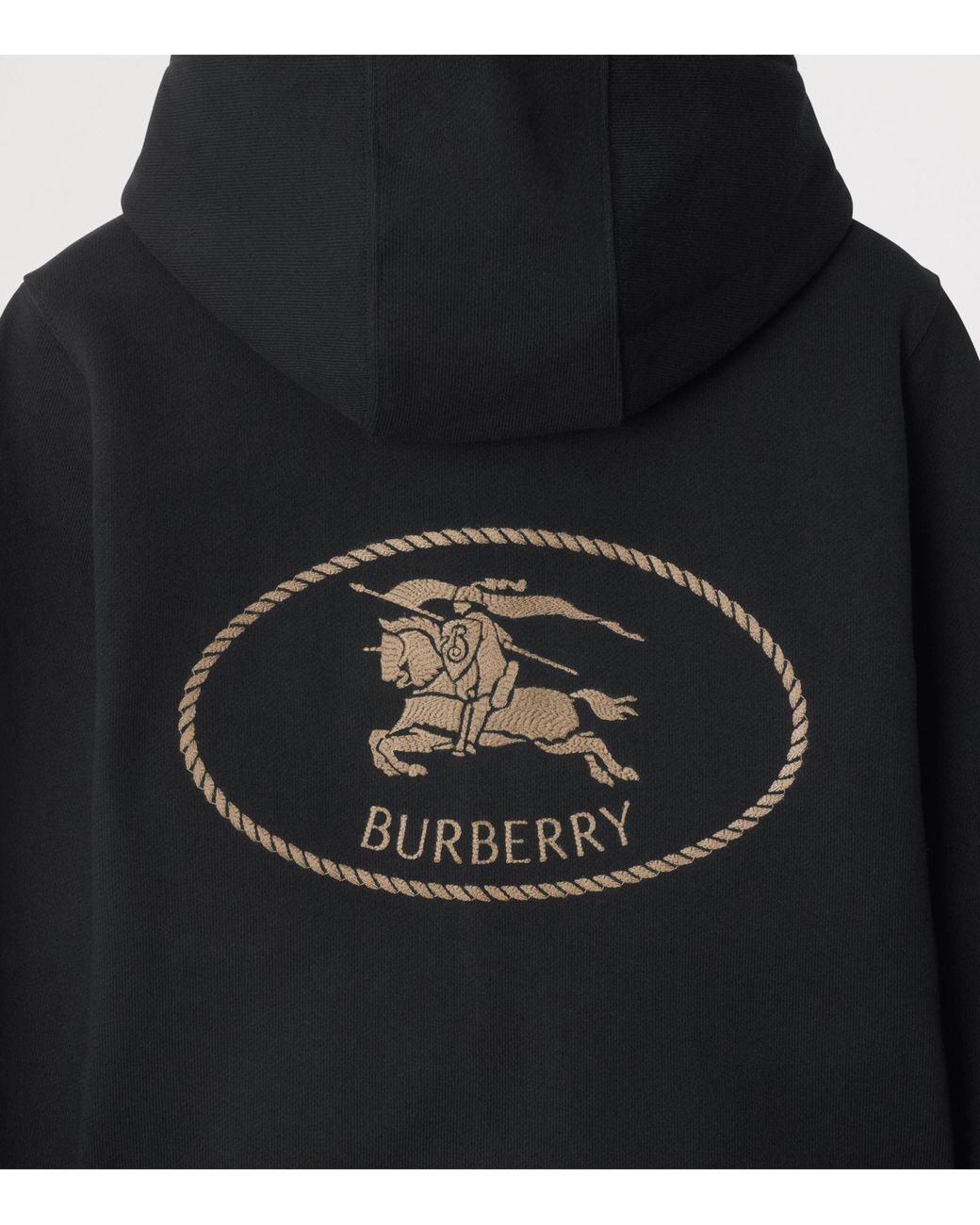 Burberry Black Cotton Knight Stamp Hoodie