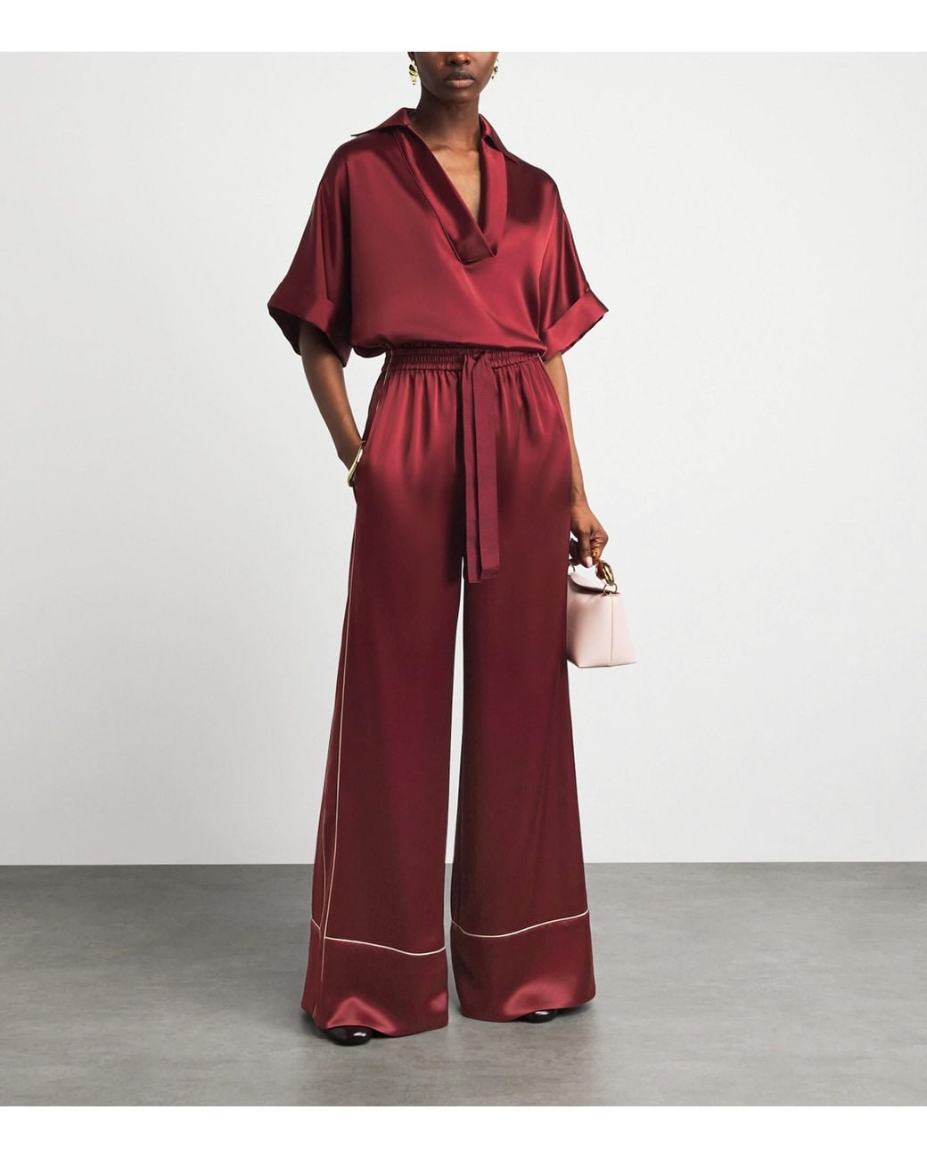 Roksanda Red Satin Nael Wide-Leg Trousers