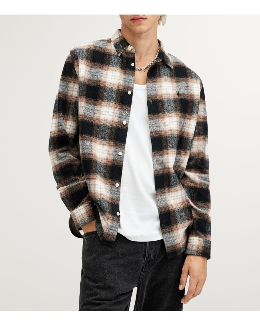 AllSaints Black Cotton Mercy Shirt for men