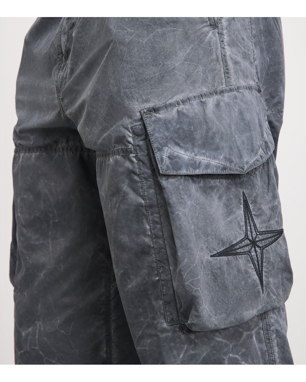 Stone Island Gray Coated Cargo Trousers for men