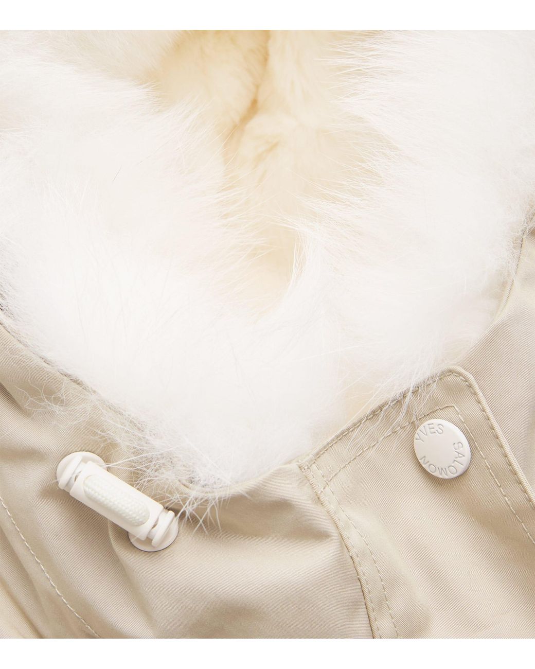 Yves Salomon Natural Canvas Fur-Trim Parka Jacket