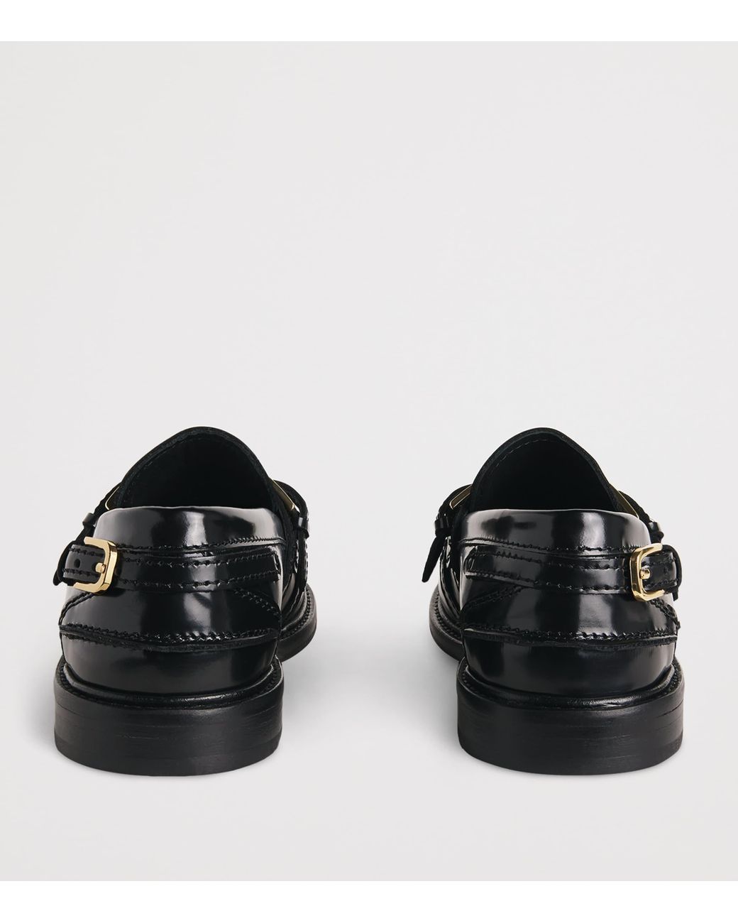 Sandro Black Leather Buckled Loafers
