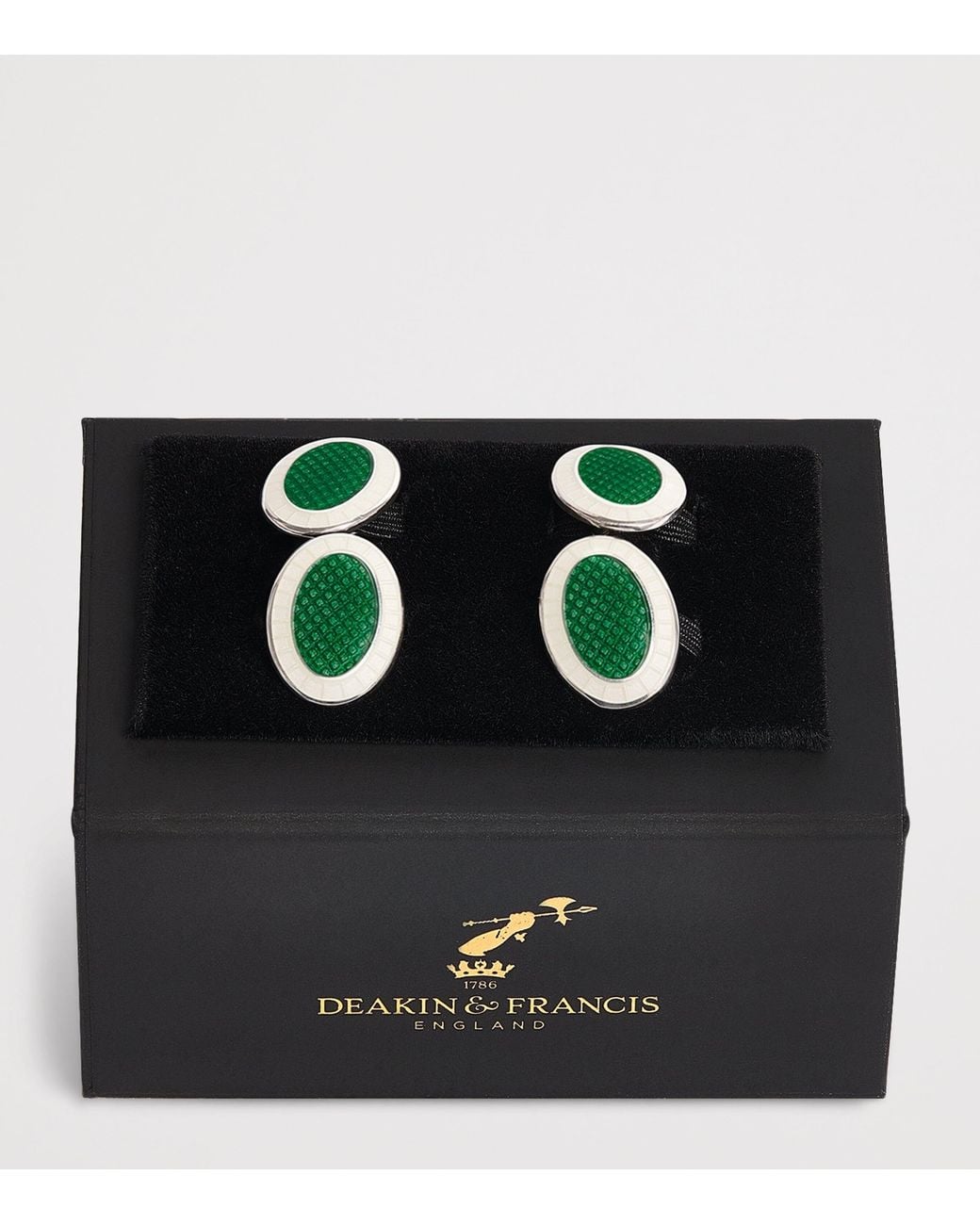Deakin & Francis Green Sterling Oval Chain Cufflinks for men