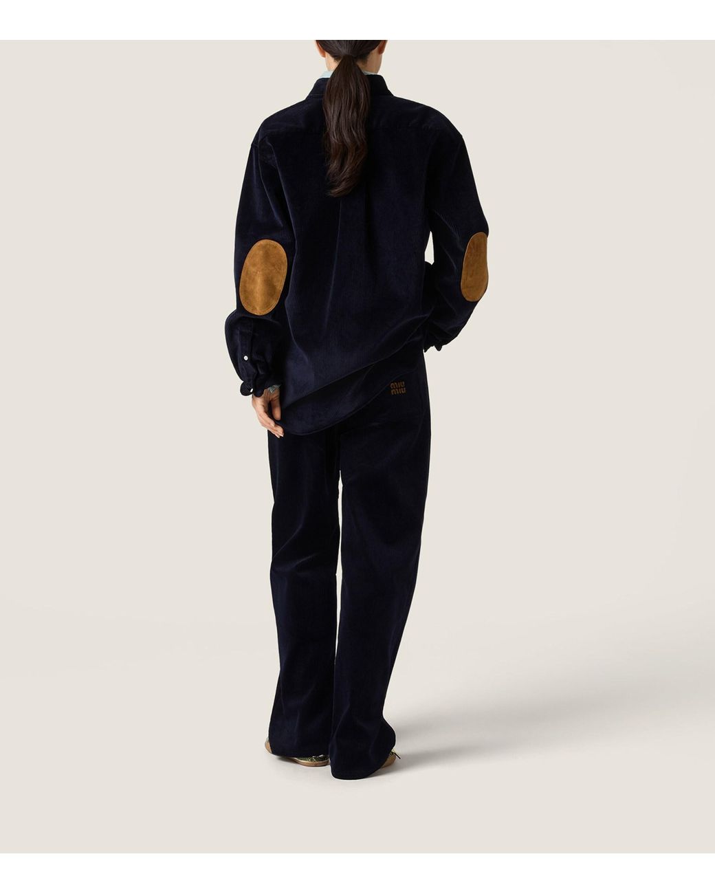 Miu Miu Blue Corduroy Wide-Leg Trousers