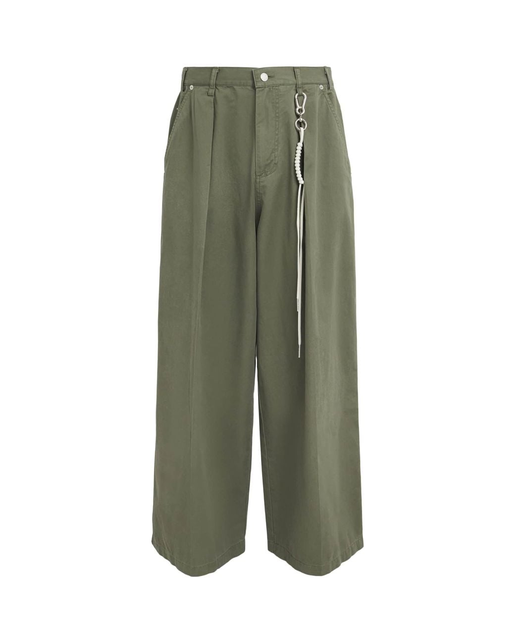 Song For The Mute Green Cotton Pleated Wide-Leg Trousers for men
