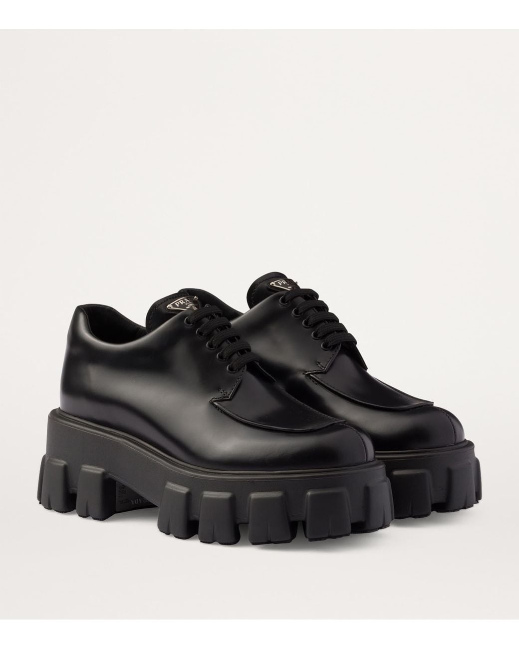 Prada Black Monolith Lace-Up Loafers 55