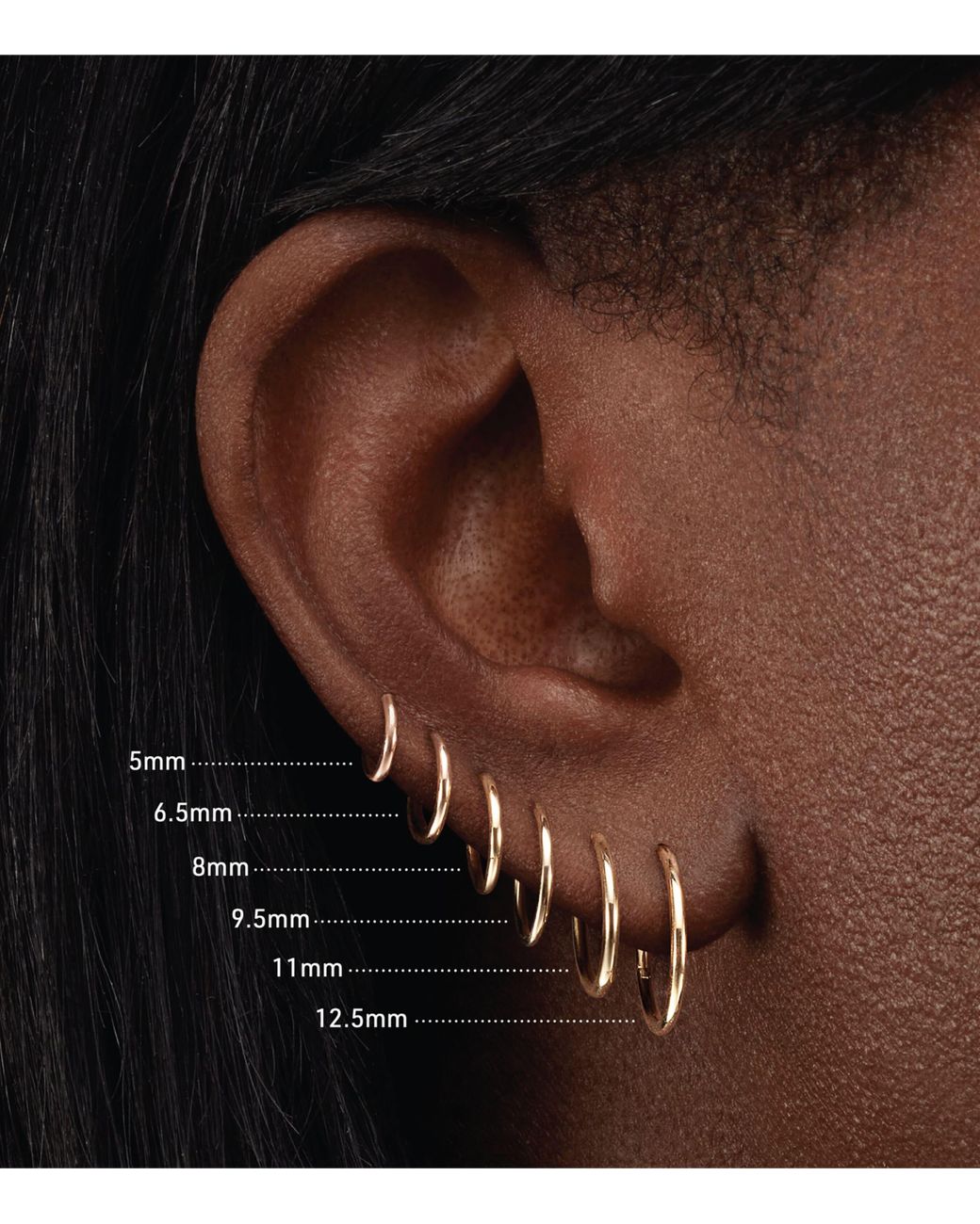 Maria Tash Black Plain Single Hoop Earring