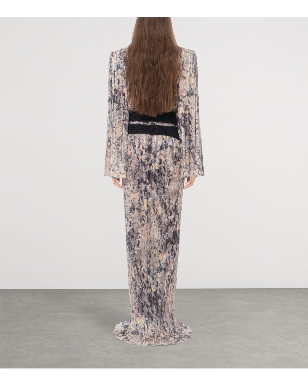 Valentino Multicolor Silk Printed Pleated Gown