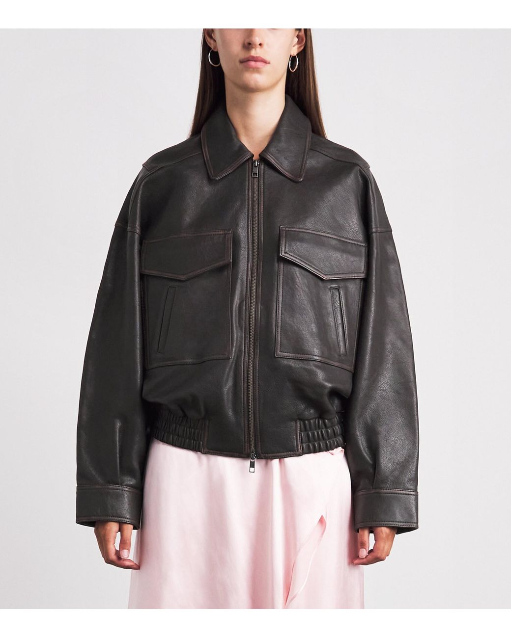 Staud Black Eugene Distressed Leather Jacket